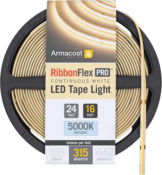 Armacost Lighting RibbonFlex Pro COB, 24V, 5000K, 315 Lumens/Ft, IP20, 5M 172430