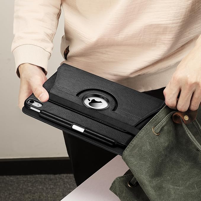 Fintie Rotating Case for iPad Air 11-inch M4/M3/M2 (2026/2025/2024), iPad Air 5th (2022) / 4th Generation 10.9 Inch - 360 Degree Rotating Protective Stand Cover with Pencil Holder, Black