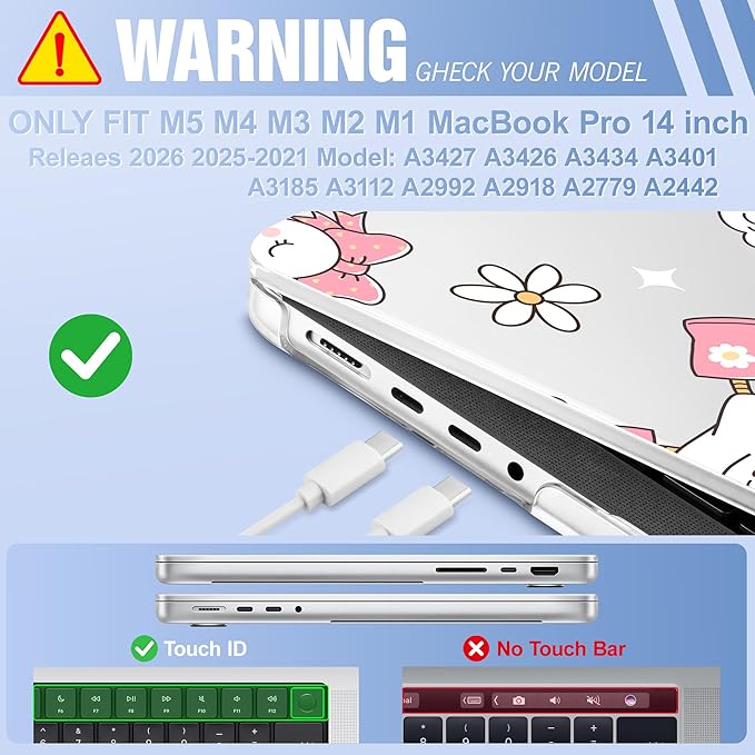 May Chen for 2026 MacBook Pro 14-inch M5 M4 M3 M2 M1 Pro/Max Chip, Release 2026 2025-2021, Model A3427 A3426 A3434 A3112 A3401 A3185, Plastic Hard Shell with Keyboard Cover, Cute Goose Spring