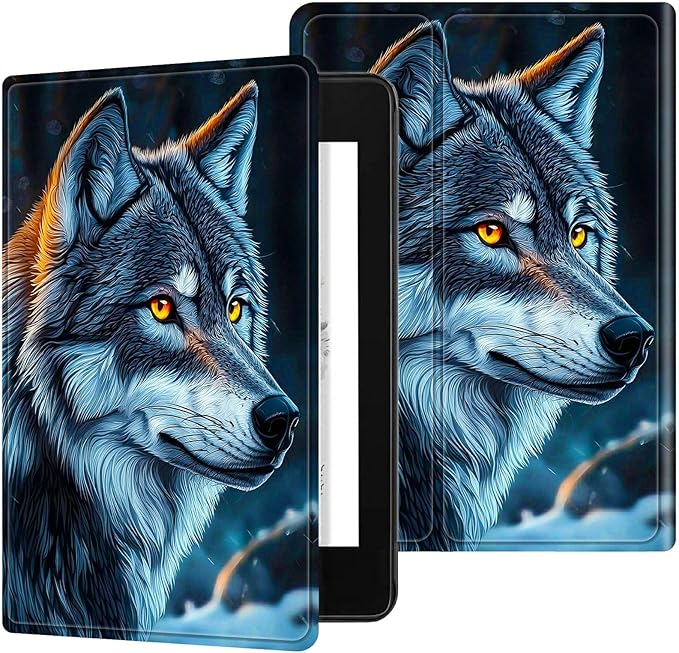 for 6.8" Kindle Paperwhite (11th Generation 2021) and Kindle Paperwhite Signature Edition Case, Slim Kickstand Stand Leather Smart Cover with Auto Wake/Sleep, Gray Wolf