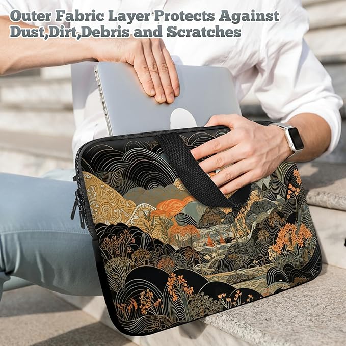 Universal Tablet Laptop Sleeve Case 10 inch, Japanese Abstract Art Slim Carrying Case Durable Handbag Travel Laptop Bag for 7 to 10-inch Laptops/Notebook/Kids Tablet/ipad/eBook Readers