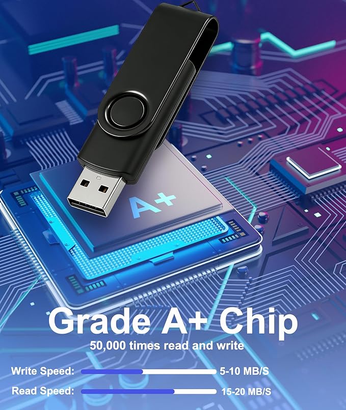 4GB USB Flash Drive 20 Pack Nicepicten Bulk USB 2.0 Thumb Drive FAT32 Flash Drives Multipack Swivel Jump Zip Drive USB Memory Stick with Label & Lanyards (4GB Black)