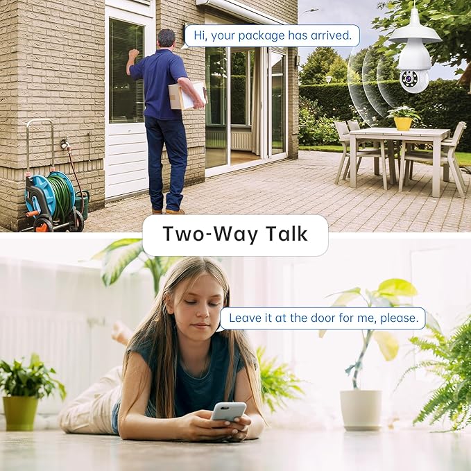 WESECUU Light Bulb Security Camera, 360° WiFi Bulb Camera Indoor/Outdoor, Motion Tracking, AI Detection Alerts, Two-Way Audio, Easy Install, Camera Light Bulb for Home Security (1 Pack)