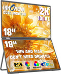 InnoView Dual Portable Monitor 18" 2560x1600P 100Hz 2K 100% DCI-P3 - Foldable & Stackable Design with 315° Screen Adjustment & 180° Stand | DP/USB-C/HDMI, Second Monitor for Laptop, Mac, Windows