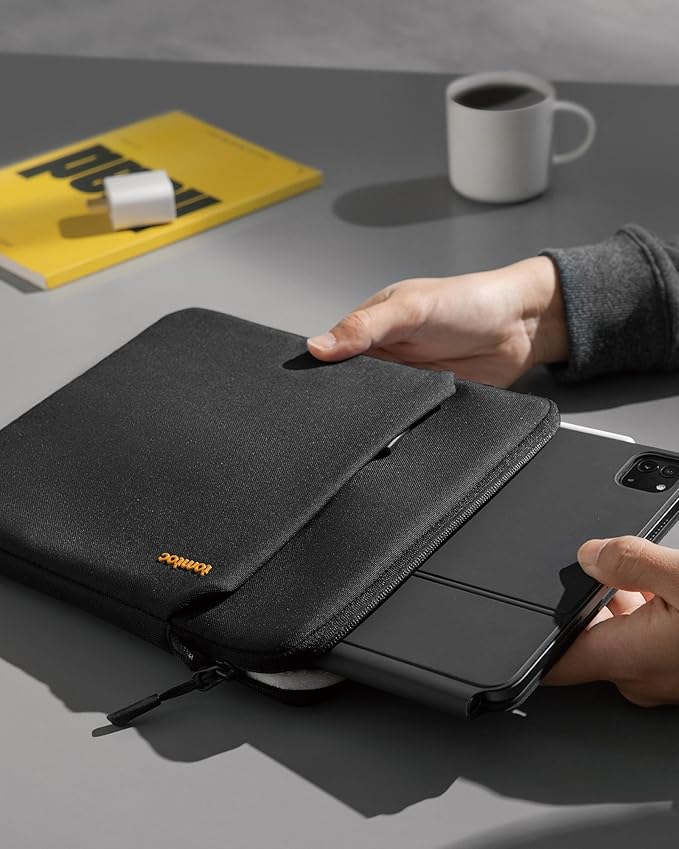 tomtoc Light-B19 Slim 13 Inch iPad Sleeve Shoulder Bag for 2025 iPad Pro M5/M4 with Acessories Storage, Eco-Friendly Fabric, Tailored for iPad Pro with Magic Keyboard and Smart Keyboard Folio
