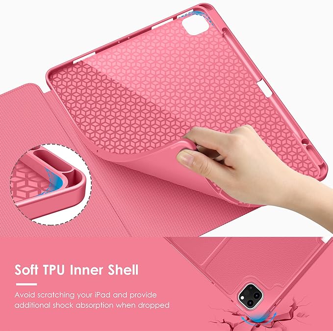 VIKESI Case for iPad Pro 12.9 6th / 5th / 4th / 3rd Generation Case 2022/2021/2020/2018,Multiple Angles Magnetic Stand Cover,Shockproof Soft Back,Pencil Holder,and Auto Sleep/Wake,Watermelon