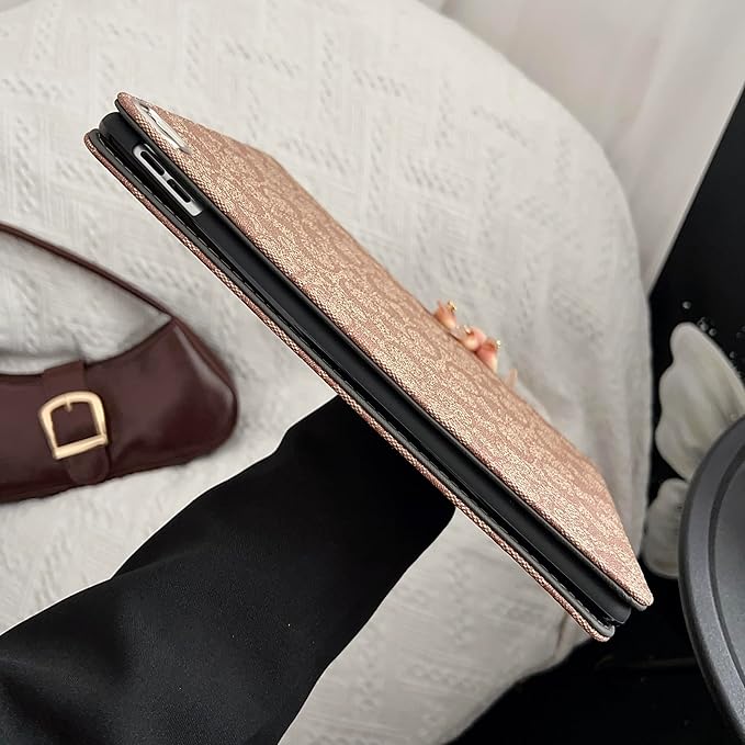 Brown Designer PU Leather Case for iPad 10.2 Inch 9th/8th/7th Gen (2021/2020/2019), iPad Pro 10.5 Inch 2017, Slim Protective Cover with Pencil Holder, Soft TPU Back & Auto Sleep/Wake