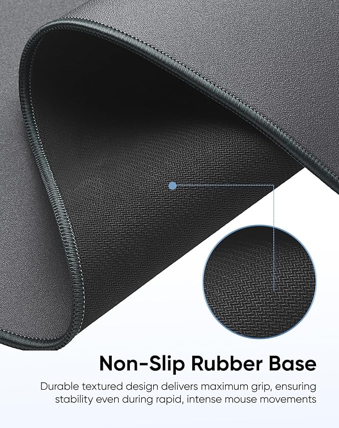 Reniteco Waterproof Large Gaming Mouse Pad with Durable Stitched Edges, Non-Slip Rubber Base, Grainy Jacquard Mouse Mat Desk Pad for Home Office Gaming, 31.5''x11.8''x0.12'', Matte Gray