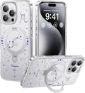 CASEKOO Scorpio [Zodiac Collection] for iPhone 16 Pro Max Case with Magnetic Ring Stand [Compatible with MagSafe] [Military-Grade Protection] Fashion Clear Back Design, Soft Edge