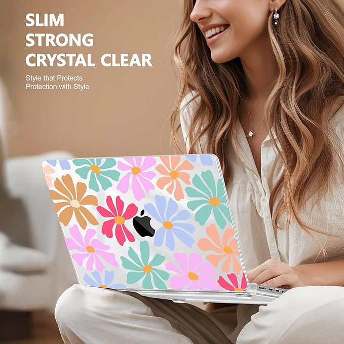 May Chen for 2026 MacBook Pro 14-inch M5 M4 M3 M2 M1 Pro/Max Chip, Release 2026 2025-2021, Model A3427 A3426 A3434 A3112 A3401 A3185, Plastic Hard Shell with Keyboard Cover, Groovy Flower