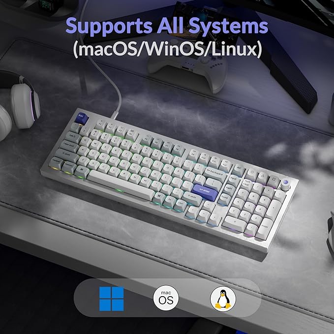 Keychron Q5 HE 96% 8K Wired Hall Effect Gaming Keyboard, Rapid Trigger Magnetic Switches Keyboard Hot Swappable, 8000 Hz Polling Rate, Adjustable Actuation, Aluminum, RGB, QMK, Mac/Windows – White