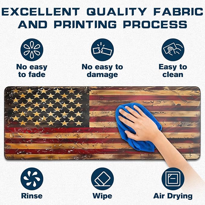 Mouse Pad Gaming - Desk Mat for Keyboard and Mouse - American Antique Flag Large Mouse Pads for Desk, Gaming Mousepad with Non-Slip Base, Desks Pad (31.5" X 11.8") for Game, Office and Home