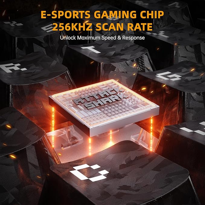 ATTACK SHARK R68 HE 60% Wired Rapid Trigger 8K Mechanical RGB Gaming Keyboard with 0.005mm Accuracy,0.08ms Latency,256K Scan,Hall Effect Magnetic Switch,Carbon Fiber+CNC Aluminum Alloy for PC FPS(Ink)