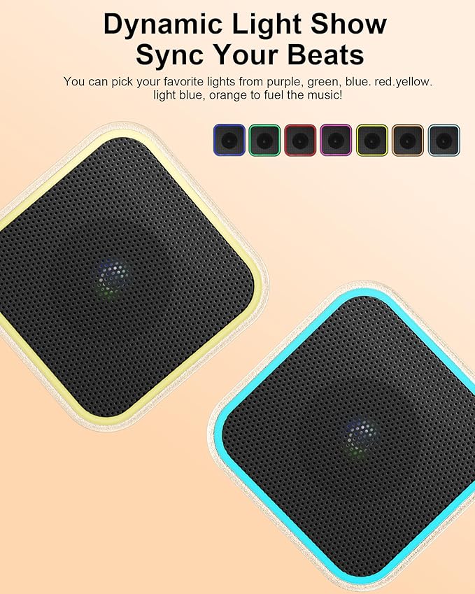 Portable Bluetooth Speaker, Wireless Speakers with LED Lights Built-in Mic Bluetooth 5.3, Portable Wireless Up to 10H Playtime, 8W Loud Sound Punchy Bass Small Speaker for Home/Party