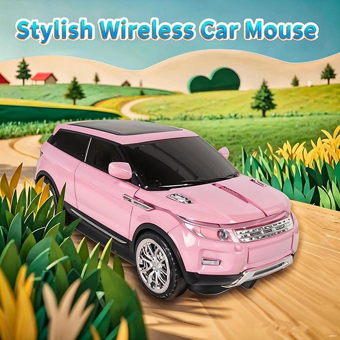 elec Space Wireless Mouse Car Computer Mouse for PC Laptop (Milk Tea Pink)