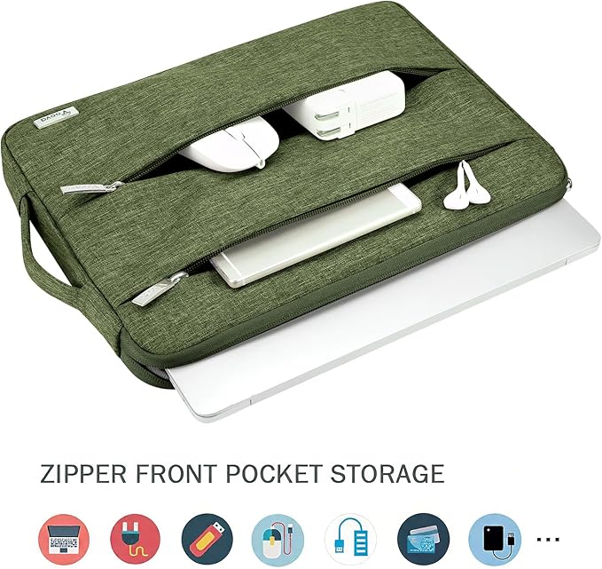 Voova Laptop Sleeve Carrying Case 13 13.6 Inch Compatible with MacBook Air 13 M1/M2/M3/M4, MacBook Pro 13/14, IPad Pro 13, Waterproof Slim Computer Cover Bag, Army Green