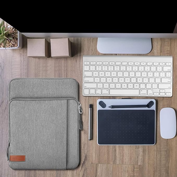 MoKo 9-11 Inch Tablet Sleeve Bag Carrying Case with Storage Pockets Fits New 11-inch iPad Air M4 2026/iPad Pro M5, iPad Pro/A16 11, iPad Air 5/4th 10.9, iPad 9/8th 10.2, Tab S8/S9 11, Light Gray
