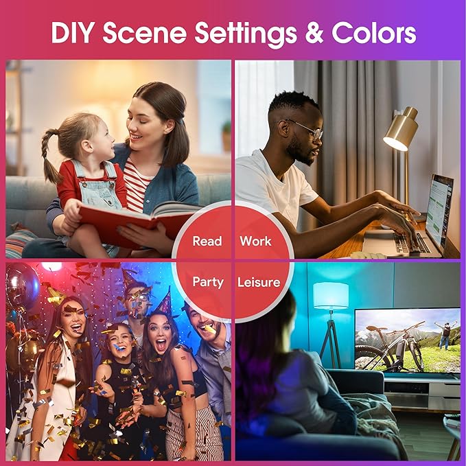 Energetic Matter Smart A19 LED Light Bulb, E26 RGB Color Changing Bulbs, Work with Alexa/Google Home/Apple Home/SmartThings, 60W Equivalent, 800LM, 2.4 Ghz WiFi Only, Smart Speaker Required, 2 Pack