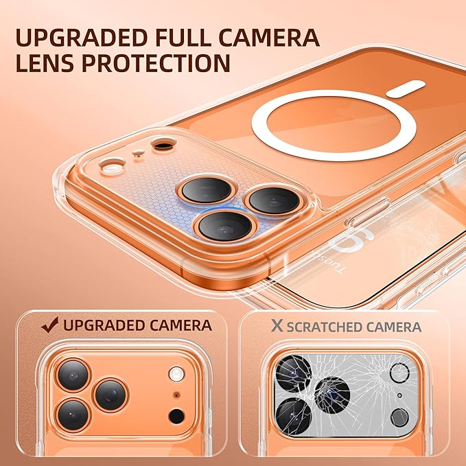 BERFY for iPhone 17 Pro Case, Compatible with MagSafe, Built-in Glass Screen Protector, Camera Protection, Shockproof Full Body Phone case 6.3", Clear