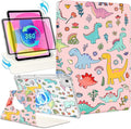 Shorogyt for iPad Air 11 Inch Case Air M4 2026, 8th Gen/M3 2025/M2/Air 5th Generation 2022/Air 4th Gen 2020/Pro 11 Inch Case Magnetic Stand for Women - Cute 360 Degree Rotating Covers Dinosaur