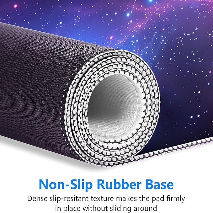 Galaxy Gaming Mouse Pad Starry Sky Planet Black Hole Extended Gaming Mouse Pad Mat with Stitched Edge Non-Slip Base Big Mouse Pad 31.5"x11.8" Office Computer Keyboard Laptop Home