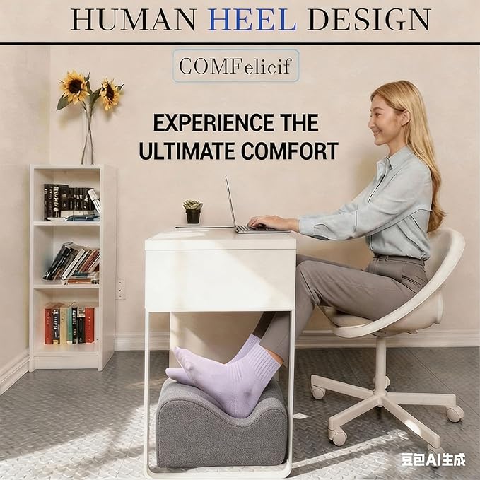 Foot Rest for Under Desk at Work,At Work Soft Ergonomic Footrest,Support Foot Pillow,Heel Chair,Leg Elevation Pillow, (Dark Gray)