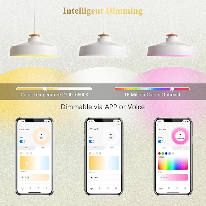 DiCUNO Smart GU10 LED Bulb, RGB Color Changing LED Compatible with Alexa & Google Home, Dimmable with App, 450LM, MR16 50W Track Light Bulb Replacement, 110° Beam Angle, 2.4GHz WiFi, Pack of 4