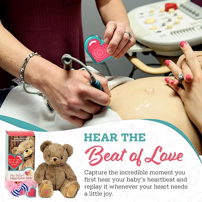 My Baby’s Heartbeat Bear, 20 Second Re-Recordable Digital Voice Recorder Plush Keepsake for Baby’s Heartbeat Memory, Pregnancy Keepsake (Not a Medical Device), Camel