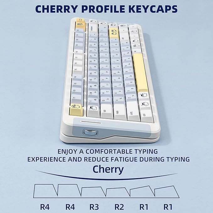 134 Keys Blue&White Penguin Keycaps - Cute PBT Japanese Keycap Cherry Profile Dye Sublimation - Custom White Key Cap for Cherry Gateron MX Switches Mechanical Gaming Keyboard