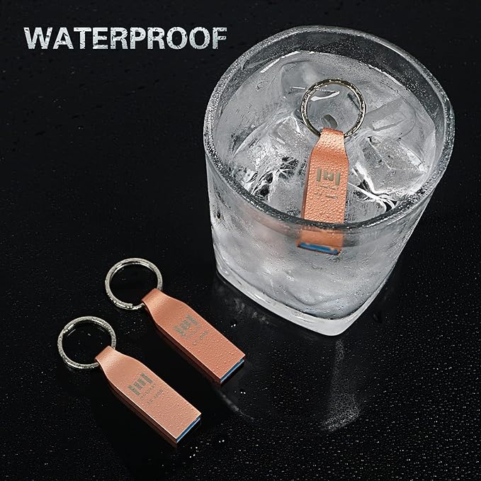 MOSDART 64GB Waterproof USB3.0 Flash Drive, Speed Up to 90MB/S, exFAT Metal Memory Stick with Keychain, for System Back, Data Storage, Rose Gold