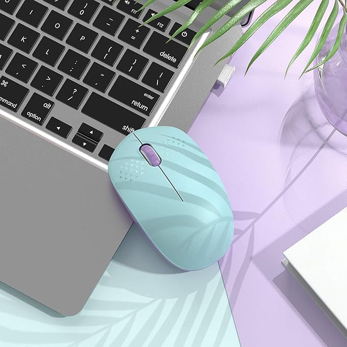 seenda Wireless Mouse for Laptop, 2.4G Noiseless Mouse with USB Receiver - Optical Tracking Portable Computer Mice for Chromebook, PC, Tablet, Windows System, 24 Months Battery Life -Mint Green&Purple