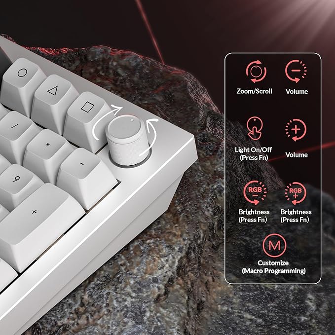 Keychron Q5 Ultra 8K Polling Rate Wireless Mechanical Keyboard 2.4 GHz & Bluetooth 660Hr Battery Aluminum ZMK Launcher with Hot-swappable Brown Switches PBT Keycaps for Mac Windows Linux - White