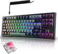 TECWARE Phantom+ Elite 87 Key RGB Mechanical Gaming Keyboard | 3 Mode Wireless Bluetooth 5.0 2.4GHz & USB C Wired | Hot Swappable 5 Pin | Double Shot PBT Keycaps | Wraith Pink Switch - Black