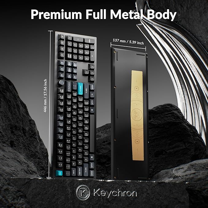 Keychron Q6 Ultra 8K Polling Rate Aluminum Wireless Mechanical Keyboard, 2.4 GHz/Bluetooth/Wired Full-Size Custom RGB, Hot-Swappable Silk POM Brown Switch for Mac Windows Linux - Black