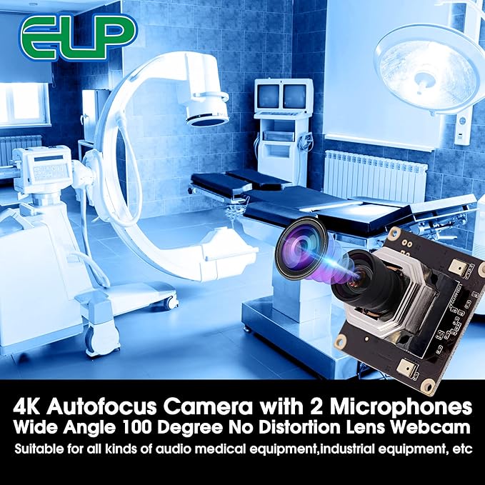 ELP 4K USB Camera Module Autofocus w/Microphone Computer Mini USB2.0 Webcam Board 8mp Industrial Lightburn Camera IMX415 Audio Video Webcamera