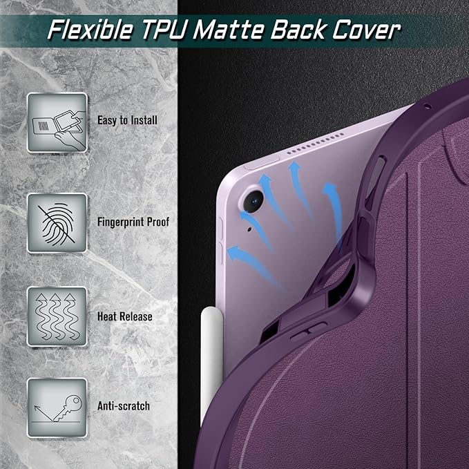 Fintie Magnetic Stand Case for iPad Air 13-inch M4/M3/M2 (2026/2025/2024) - Multiple Angles Shockproof Rugged Soft TPU Cover with Pencil Holder, Auto Sleep/Wake, Purple