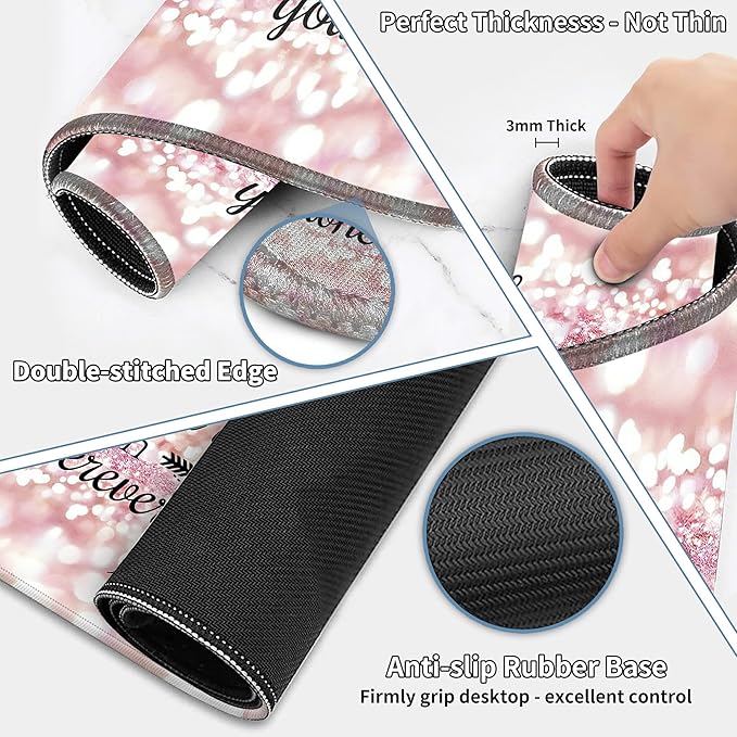 Large Gaming Mouse Pad Set 35.4 x 15.7 with Keyboard Wrist Rest, Wrist Support, and Coaster Memory Foam Smooth Desk Pad Mousepad for Home Office School - Quote Bible
