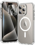 toushion 3 in 1 for iPhone 15 Pro Case Clear with MagSafe, Yellowing-Resistant Acrylic Back, Shockproof Guard Corners, Military-Grade Protection for iPhone 15 Pro Phone Case 6.1 inch Clear Bumper