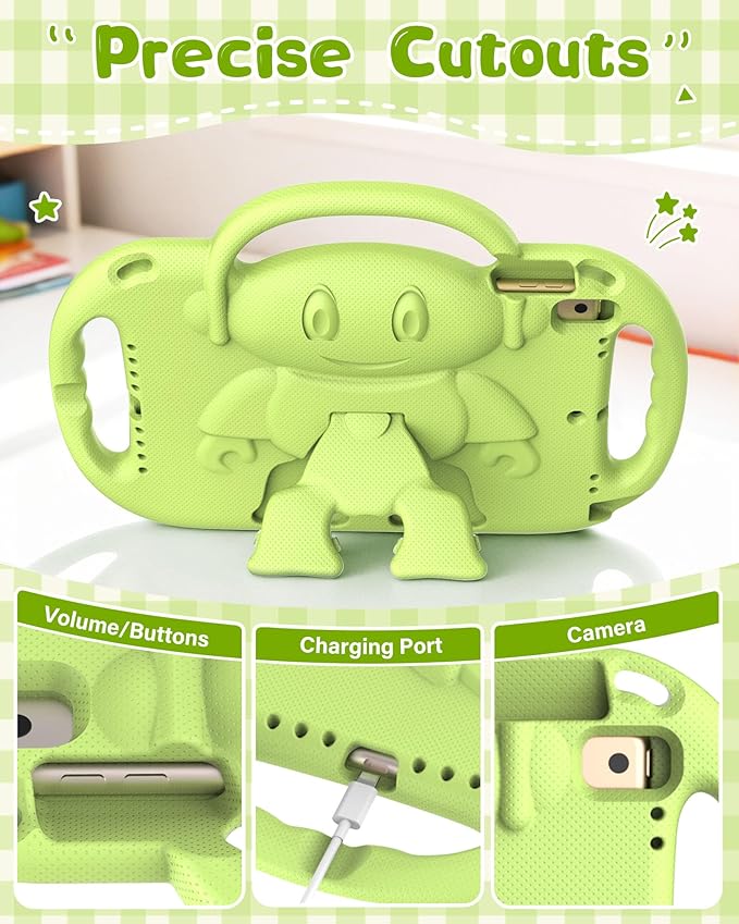 Kids Case for iPad 9th/8th/7th Generation (10.2 inch,2021/2020/2019), Kids Case for iPad Air 3rd Gen 10.5"/Pro 10.5, Durable Shockproof Cover with Shoulder Strap/Handle/Kickstand, Light Green