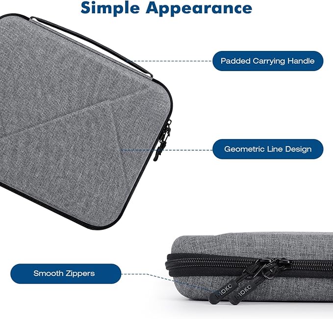 MoKo 13 inch Tablet Sleeve Bag for 13 inch iPad Air M4 2026, iPad Pro 13 M5/M4/Air M3/M2, iPadPro 12.9, Galaxy Tab S8+/S9+ 12.4, Hard Shell EVA iPad Bag with Storage and Padded Handle, Gray