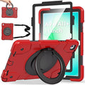 Andnary Case for Samsung Galaxy Tab A9+/A9 Plus Case 11 Inch with Screen Protector/360° Rotating Stand/Pen Holder/Shoulder Strap, Shockproof Cover for Tablet A9+ 5g (Red+Black)