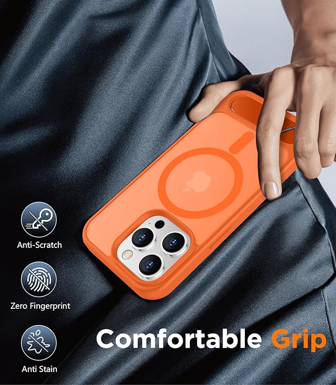 Magnetic Compatible with iPhone 14 Pro Case, [Built-in Invisible Kickstand][Compatible with MagSafe] [Military Grade Shockproof] Slim Translucent Matte Phone Case for iPhone 14 Pro 6.1"