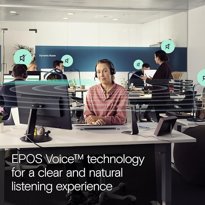 EPOS Impact 1061T ANC - Premium Open Office Headset with Hybrid Adaptive ANC, EPOS AI™ Microphone Technology, and Multipoint Connectivity