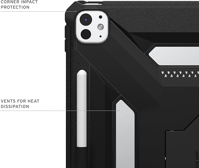 URBAN ARMOR GEAR UAG Designed for iPad Pro 13" 8th/7th Gen 2024-2025 M5/M4 Case A3360 A3361 A3362 - Rugged Protective Cover with Kickstand and Pencil Holder Scout Plus Black
