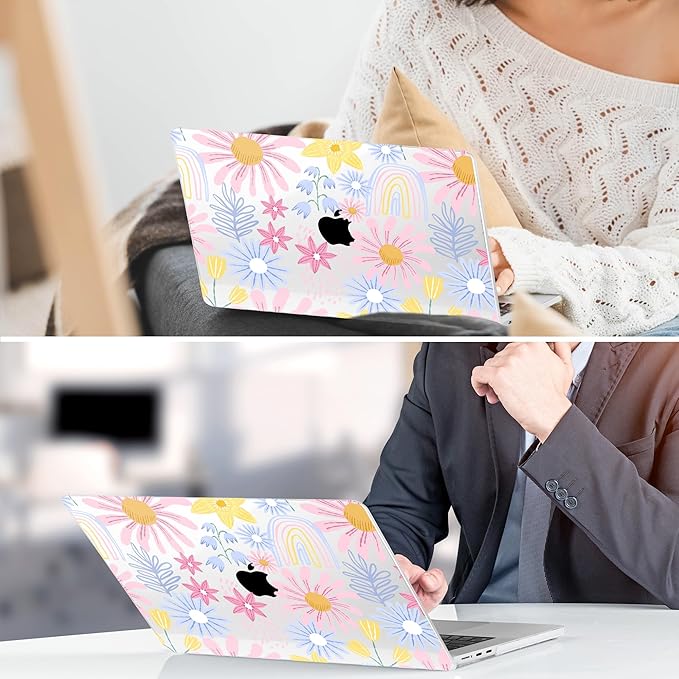 DONGKE Compatible with M5 MacBook Air 15 inch Case 2026 2025-2023 A3448 A3241 A3114 A2941 M4 M3 M2 Liquid Retina Display Touch ID, Protective Hard Shell Cover & Keyboard Skin - Colorful Florals