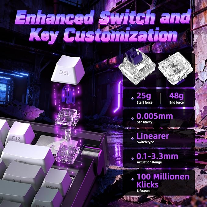 ATTACK SHARK R85 HE 75% Magnetic Wired Gaming Keyboard,8KHz Polling Rate Rapid Trigger,0.005mm RT Precision,256K Scan Rate,Custom Hot-Swappable,Web Driver PC Keyboard for Gamer/Win/Mac,Black Gradient
