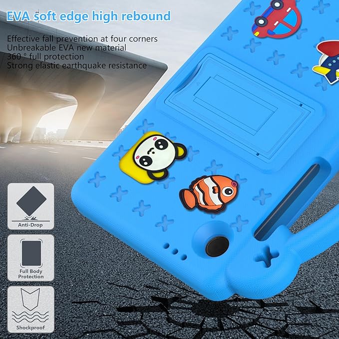 AKABEILA Compatible with Samsung Galaxy Tab A9 8.7 X115N(2023) Tablet Case, Lightweight Shockproof Protective Case with Shoulder Strap & Stand Handle for Girl Kid Gift Sky Blue