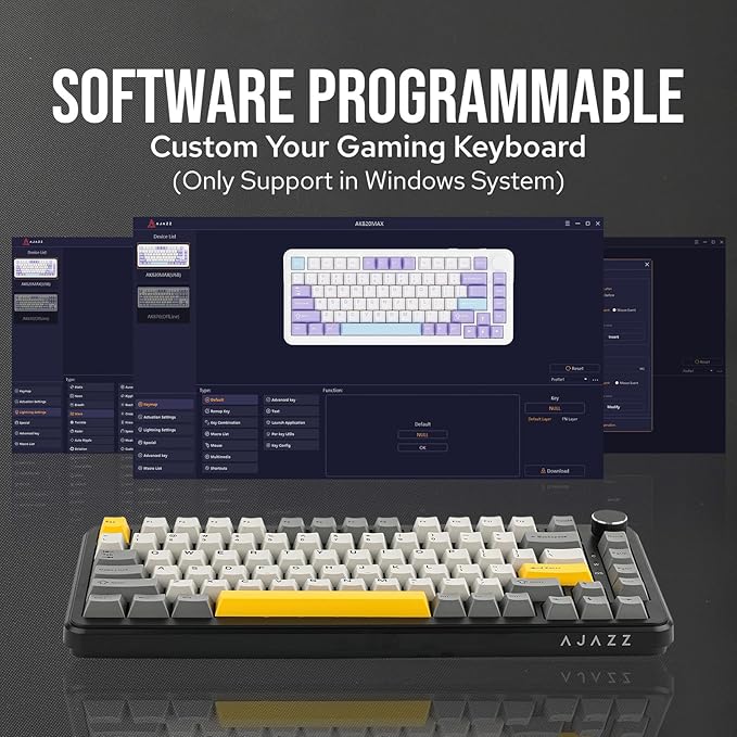 MechLands AJAZZ AK820 MAX HE Hall Effect Magnetic Gaming Keyboard, Adjustable Actuation, 8KHz Polling Rate, Wired Rapid Fast Keyboard, Creamy Gasket, RGB Backlight, NKRO for Win/Mac (Black)