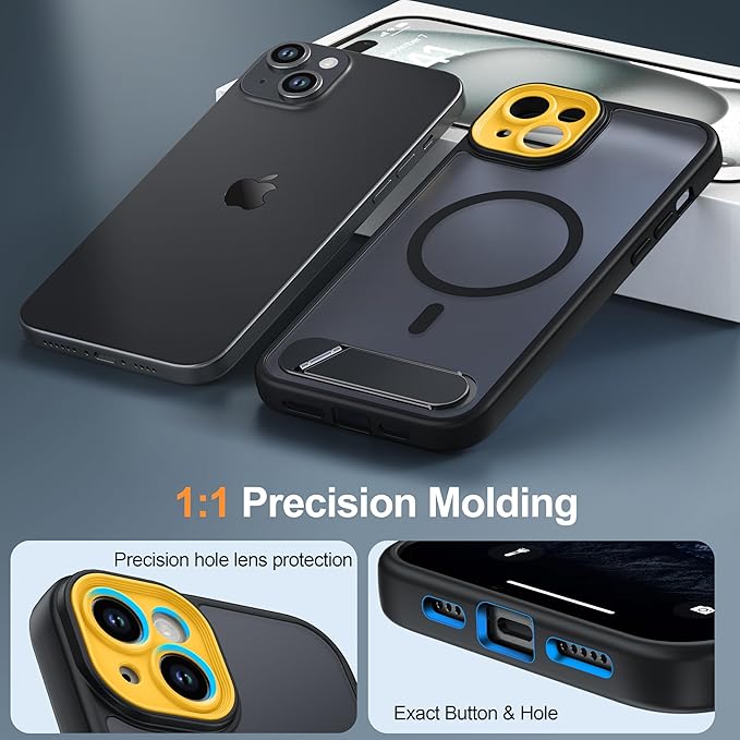 Magnetic Compatible with iPhone 15 Plus Case, [Built-in Kickstand][Full Camera Protection][Compatible with MagSafe][Anti-Fingerprint] Shockproof Phone Case for iPhone 15 Plus 6.7"