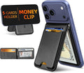 For Magsafe Wallet with Money Clip, Strongest Magnetic Wallet for iPhone 17/16/15/14/13/12 Series, Adjustable Stand, ID Window, 5 Card Holder, Vegan Leather, Not for 13/12 Mini, Black Carbon Fiber